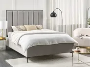 Ottoman Bed SEZANNE Velvet Light Grey 140 x 200 cm (EU Double)_800040