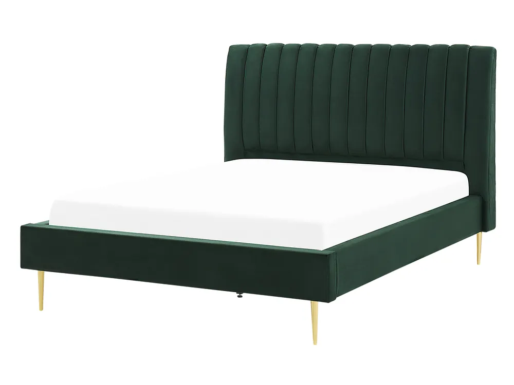 Bett mit Lattenrost Samtstoff MARVILLE 140 x 200 cm Smaragdgrün