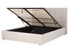 Bett mit Stauraum LORIENT Stoff Beige 160 x 200 cm