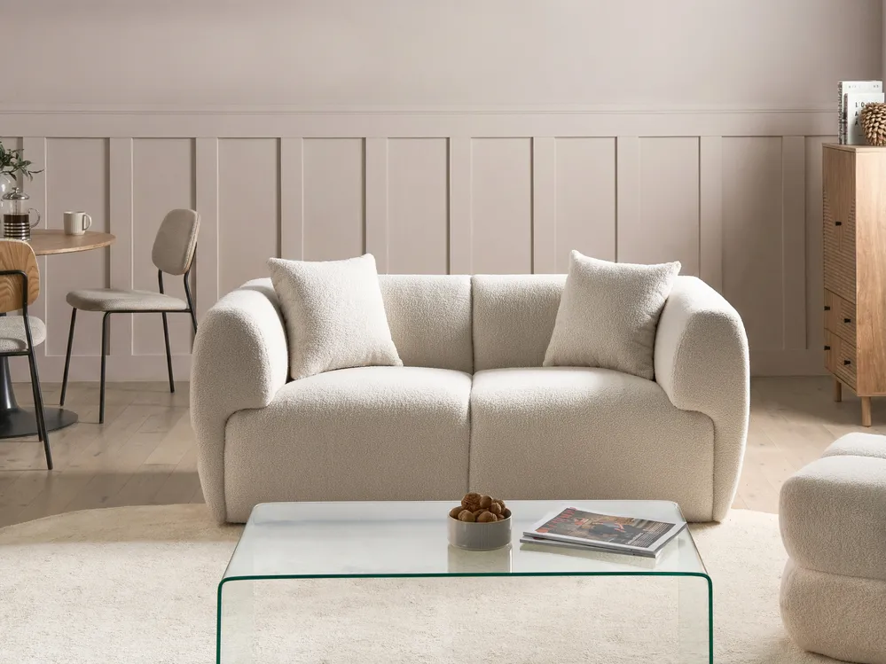 Sofa 2-Sitzer VALBY Bouclé Cremeweiß