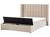 Bett mit Stauraumbank NOYERS Samtstoff Beige 160 x 200 cm