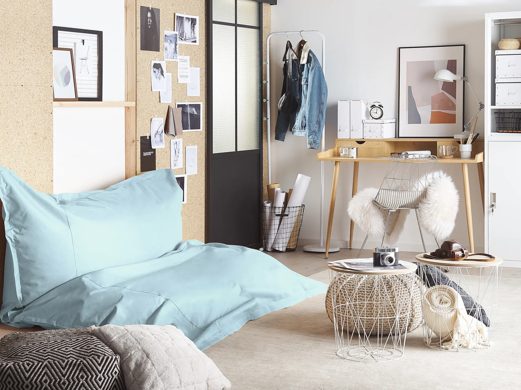 Bean Bag 600 L FUZZY 180 cm 230 cm Light Blue_765124
