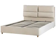 Bett mit Stauraum BATILLY Samtstoff Hellbeige 140 x 200 cm_830085