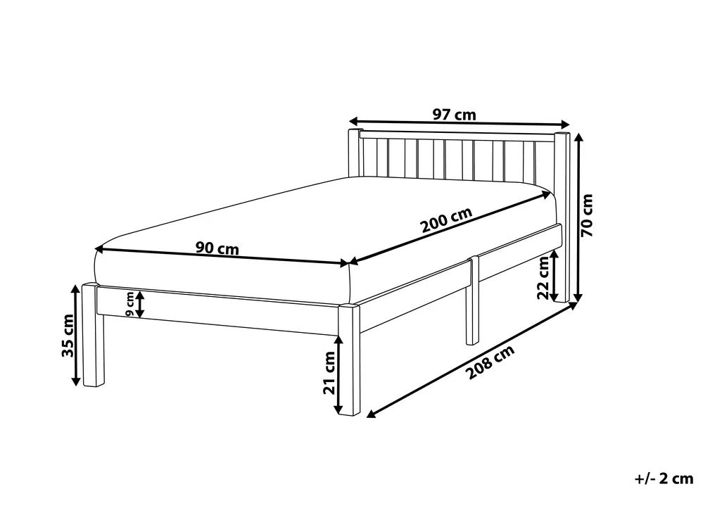 Bett mit Lattenrost Kiefernholz FLORAC 90 x 200 cm Weiß_750998