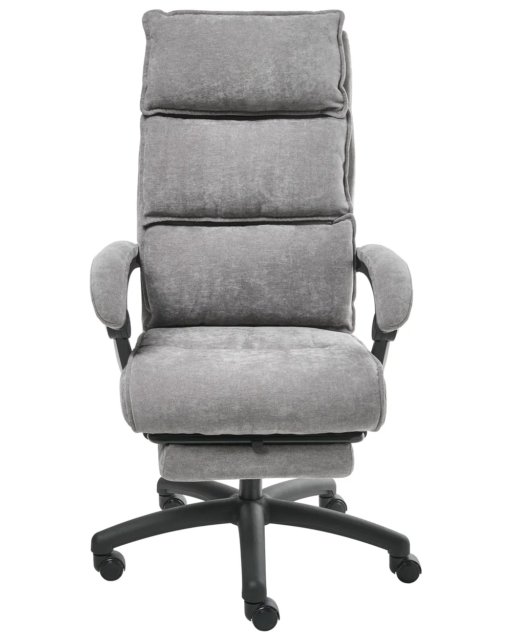 Chefsessel mit Fußstütze EATON Chenillegewebe Grau_1009742