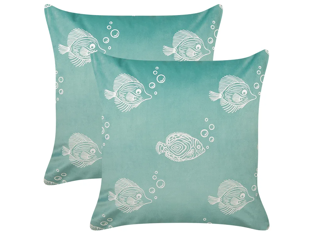 Dekokissen 2er Set SOLIDAGO Samtstoff 45 x 45 cm Grün