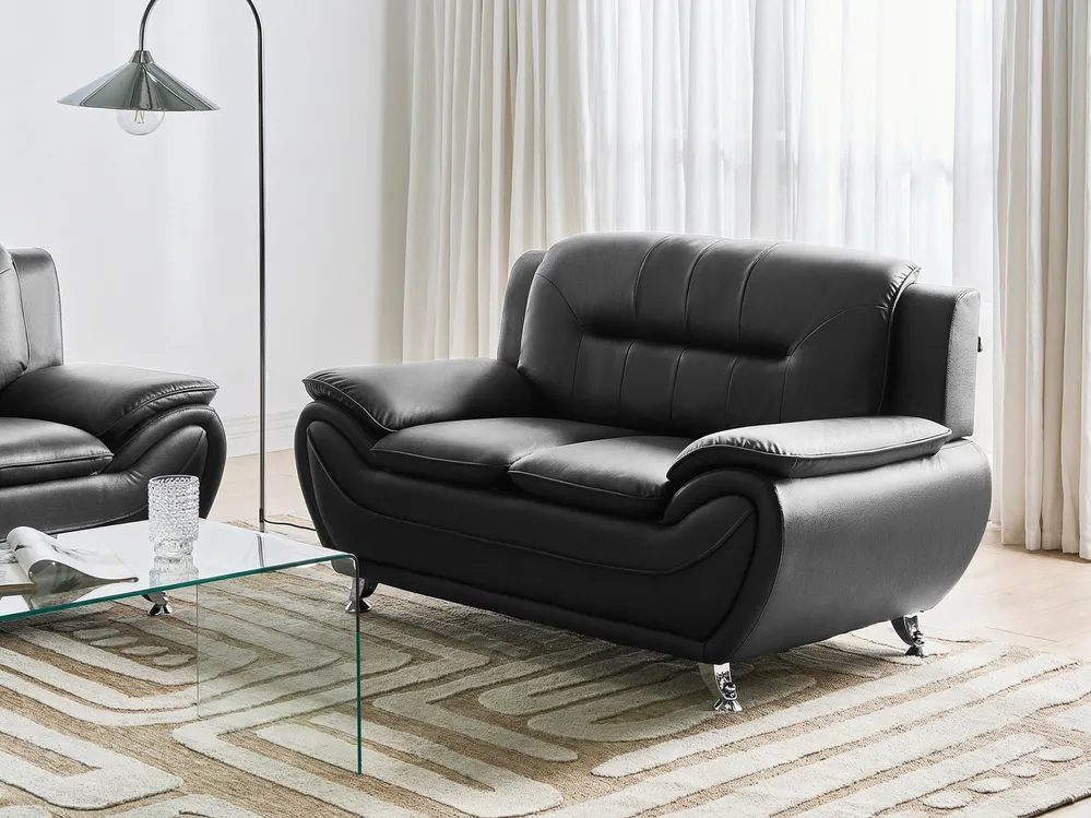 Sofa Set 6-Sitzer LEIRA Kunstleder Schwarz_1058580