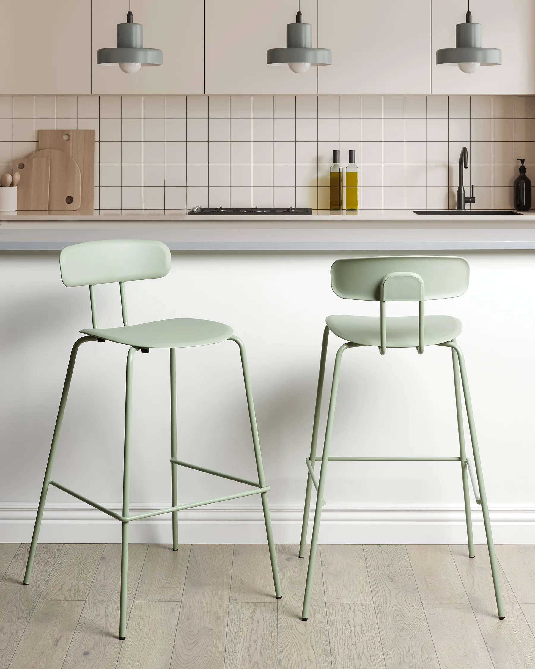 Set of 2 Bar Chairs SIBLEY Light Green_902793