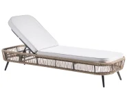 Sonnenliege mit Kissen ZERI Polyrattan Hellbeige_1055773