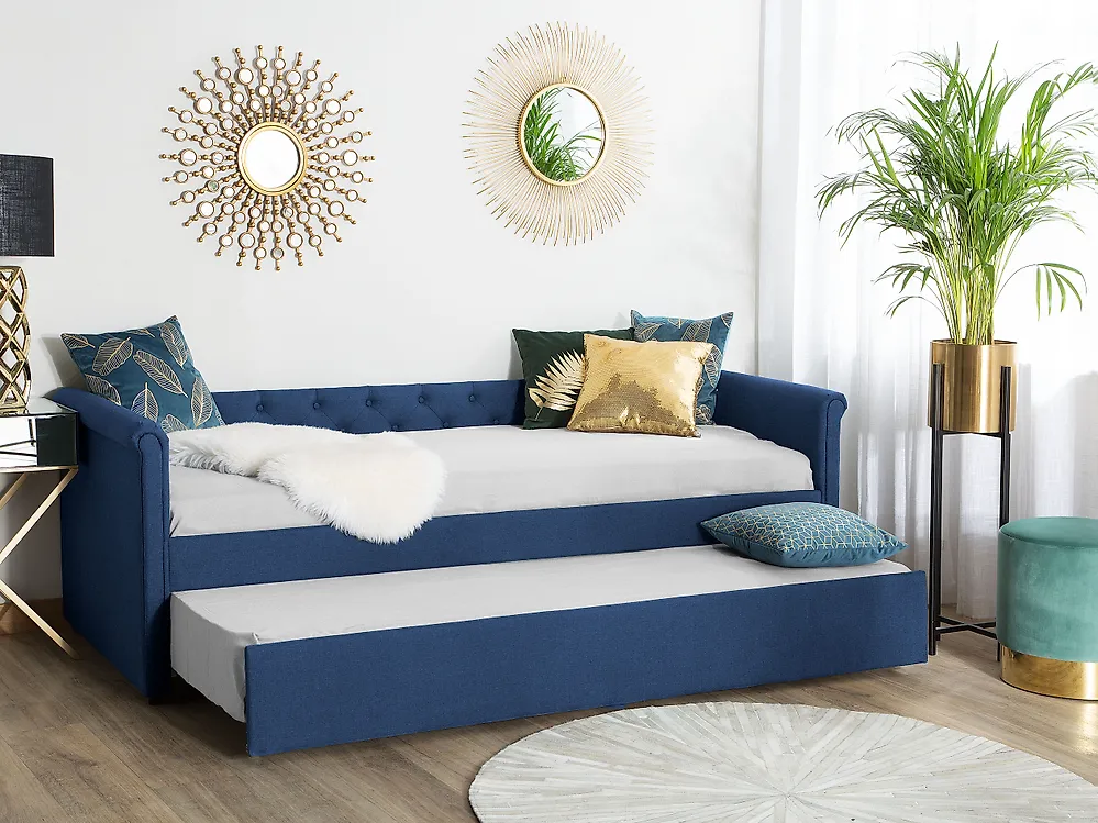 Ausziehbett Stoff LIBOURNE 80 x 200 cm Marineblau_1177896