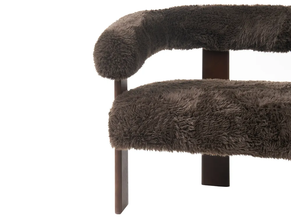 Sofa 2 Seater ILBRO Faux Fur Dark Brown_1057547