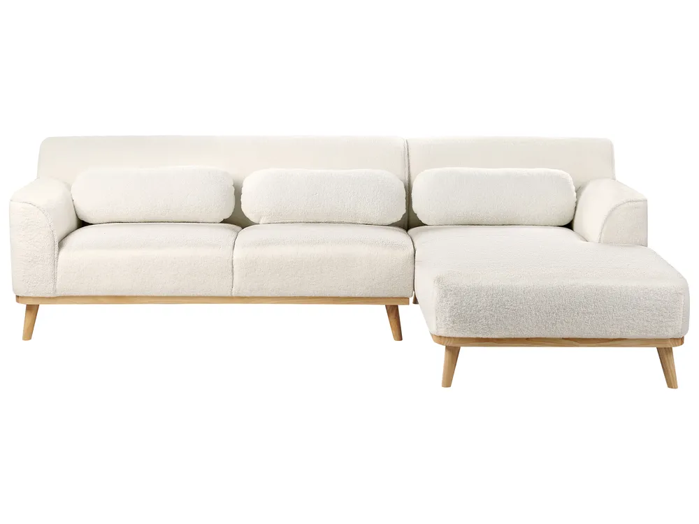 Ecksofa 3-Sitzer SIMOS Bouclé Weiß linksseitig_927949