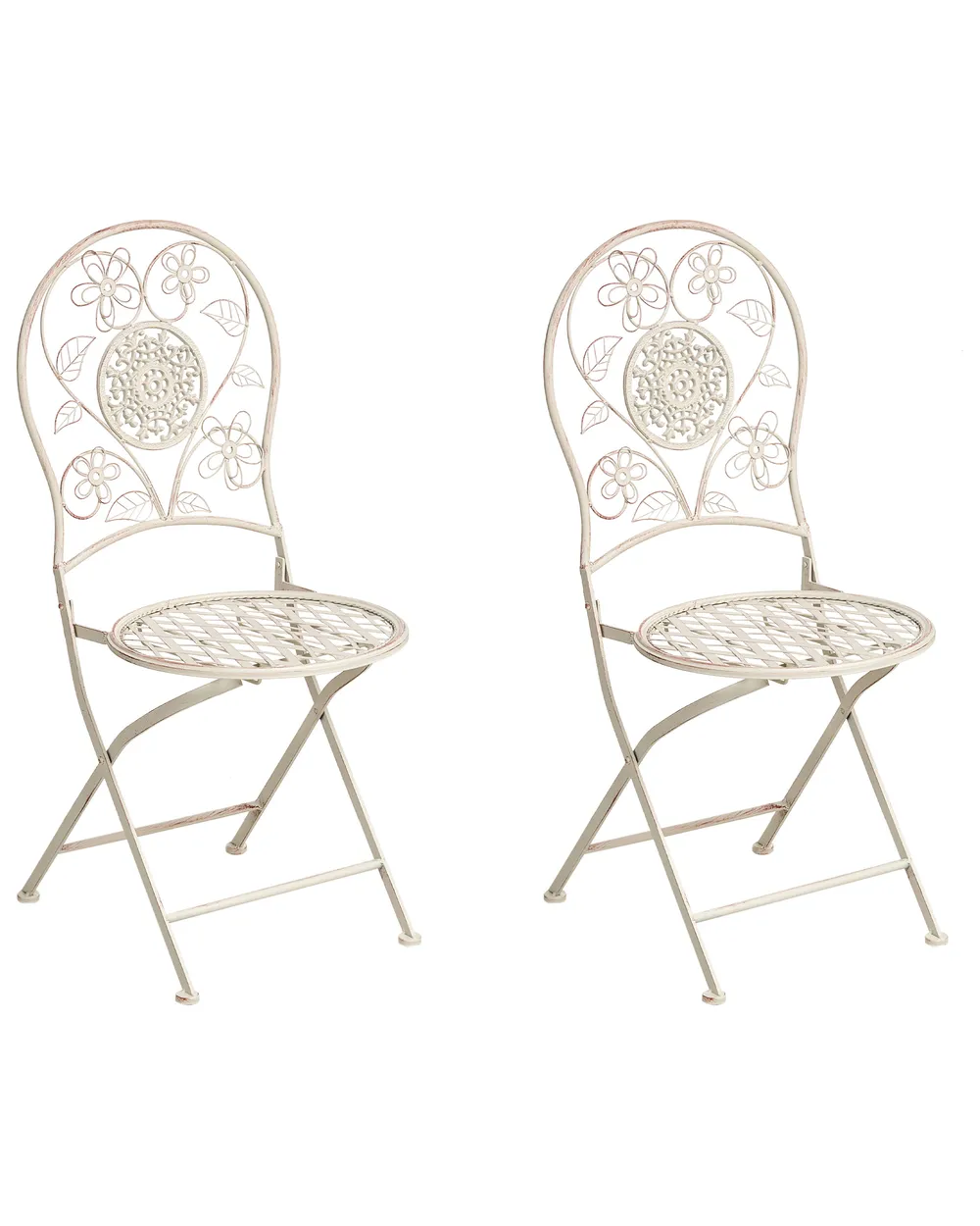 Set of 2 Garden Chairs YAVIZA Folding Metal Light Beige