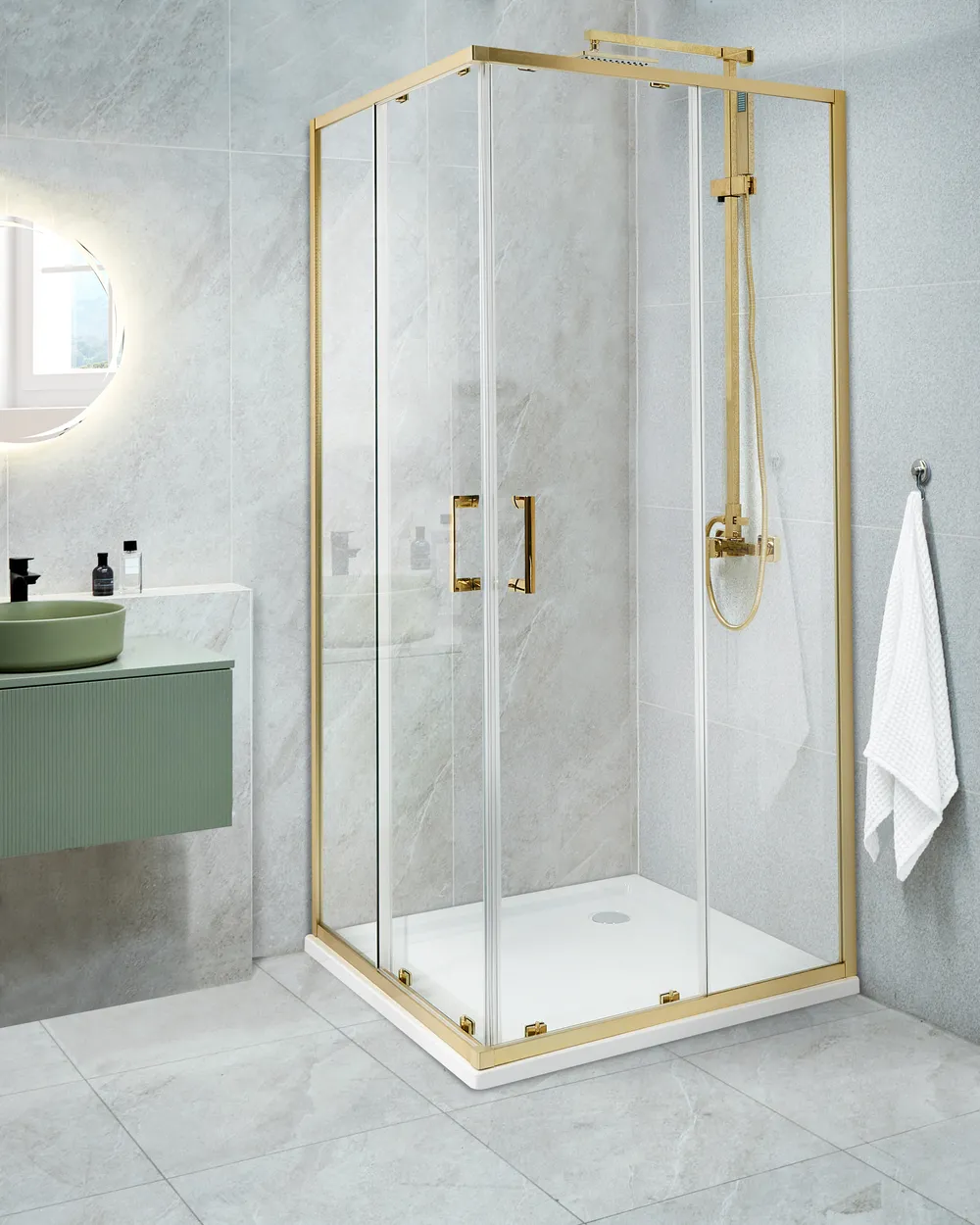 Duschkabine TELA 80 x 80 x 185 cm Gold