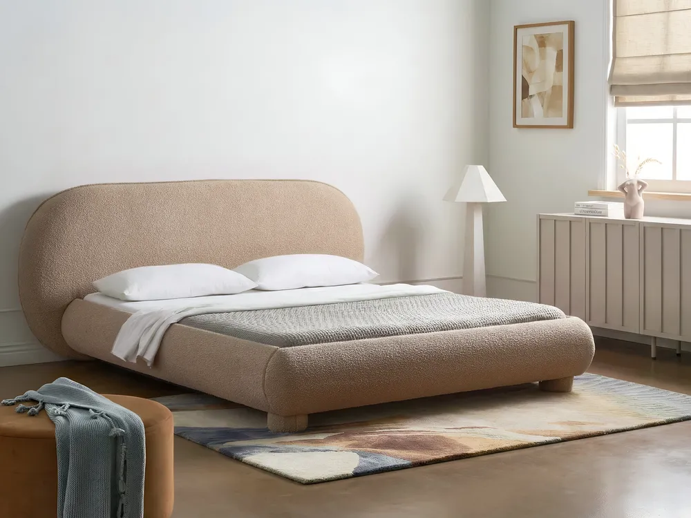 Bed Boucle BAYEL 160 x 200 cm (EU King Size) Taupe