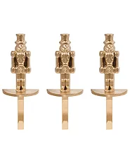 Set of 3 Christmas Stocking Holders KAJAANI 22 cm Nutcracker Gold_1156613