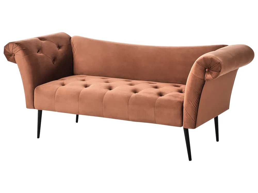 Chaiselongue NANTILLY Samtstoff Goldbraun_996665