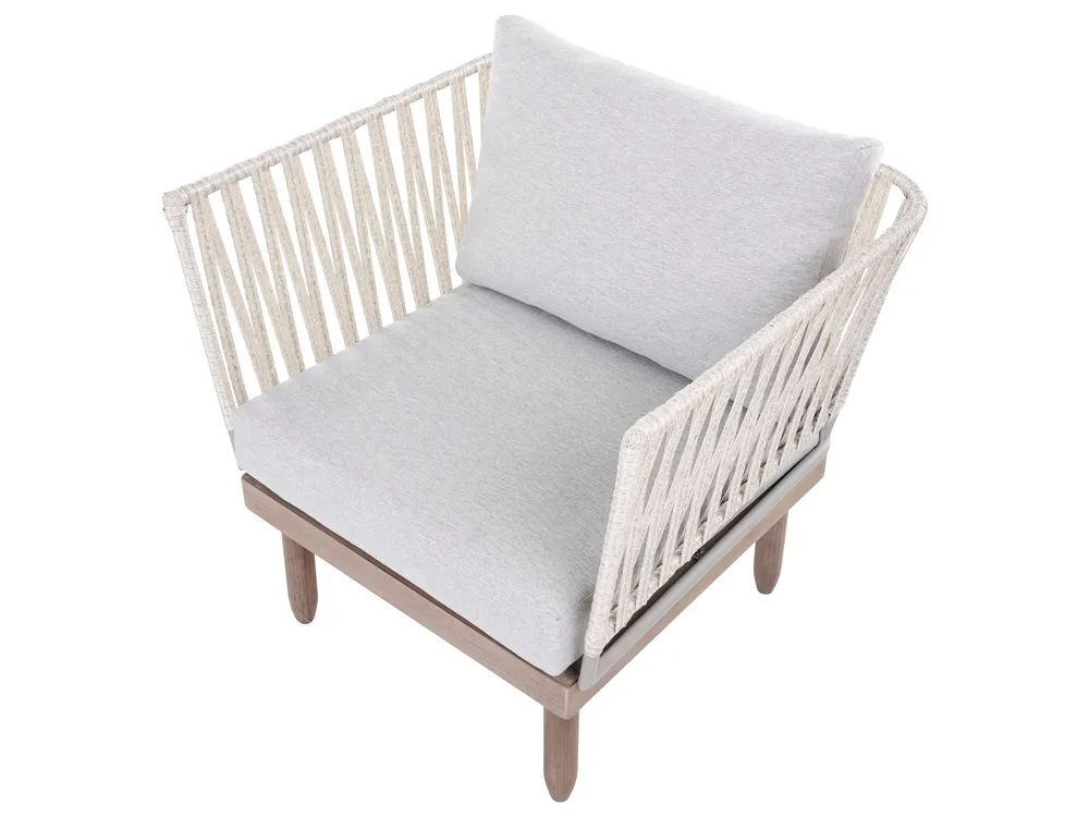 Lounge Set mit Tisch 4-Sitzer CREMONA Akazienholz Braun / Grau rechtsseitig_1099549