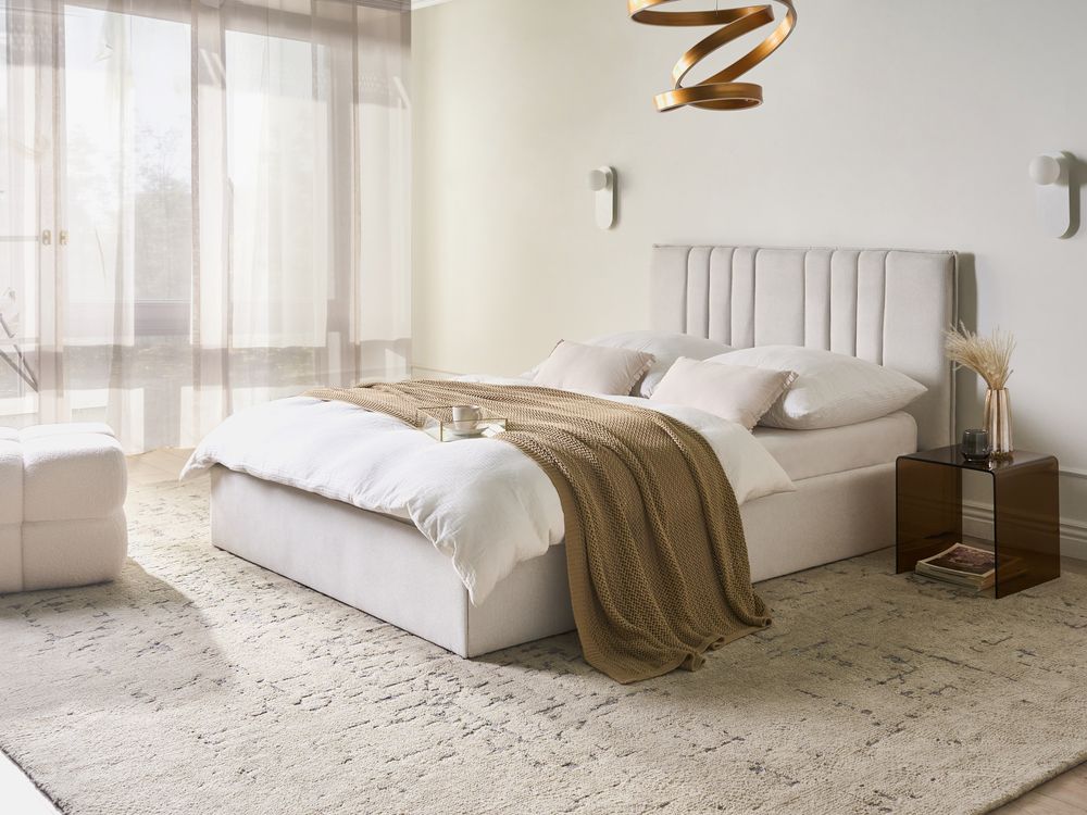 Ottoman Bed TARASCON Fabric Light Beige 140 x 200 cm (EU Double)