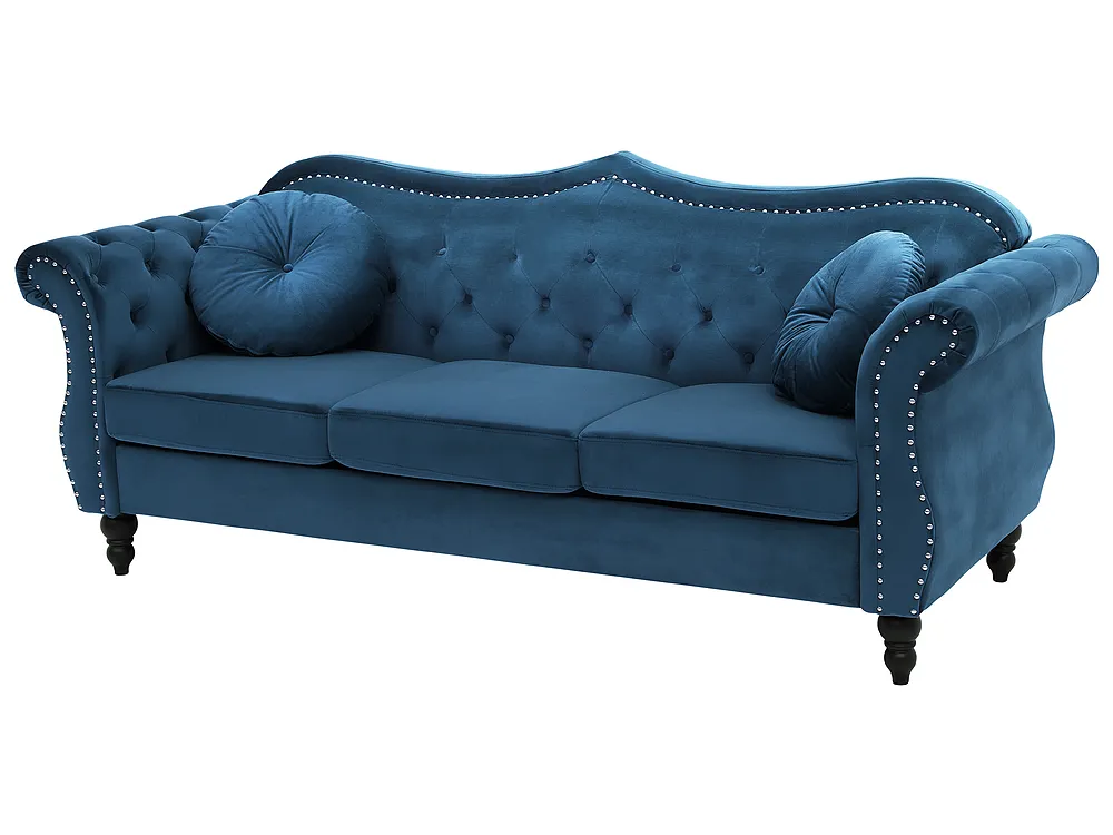 Sofa 3-Sitzer SKIEN Samtstoff Marineblau_1161537