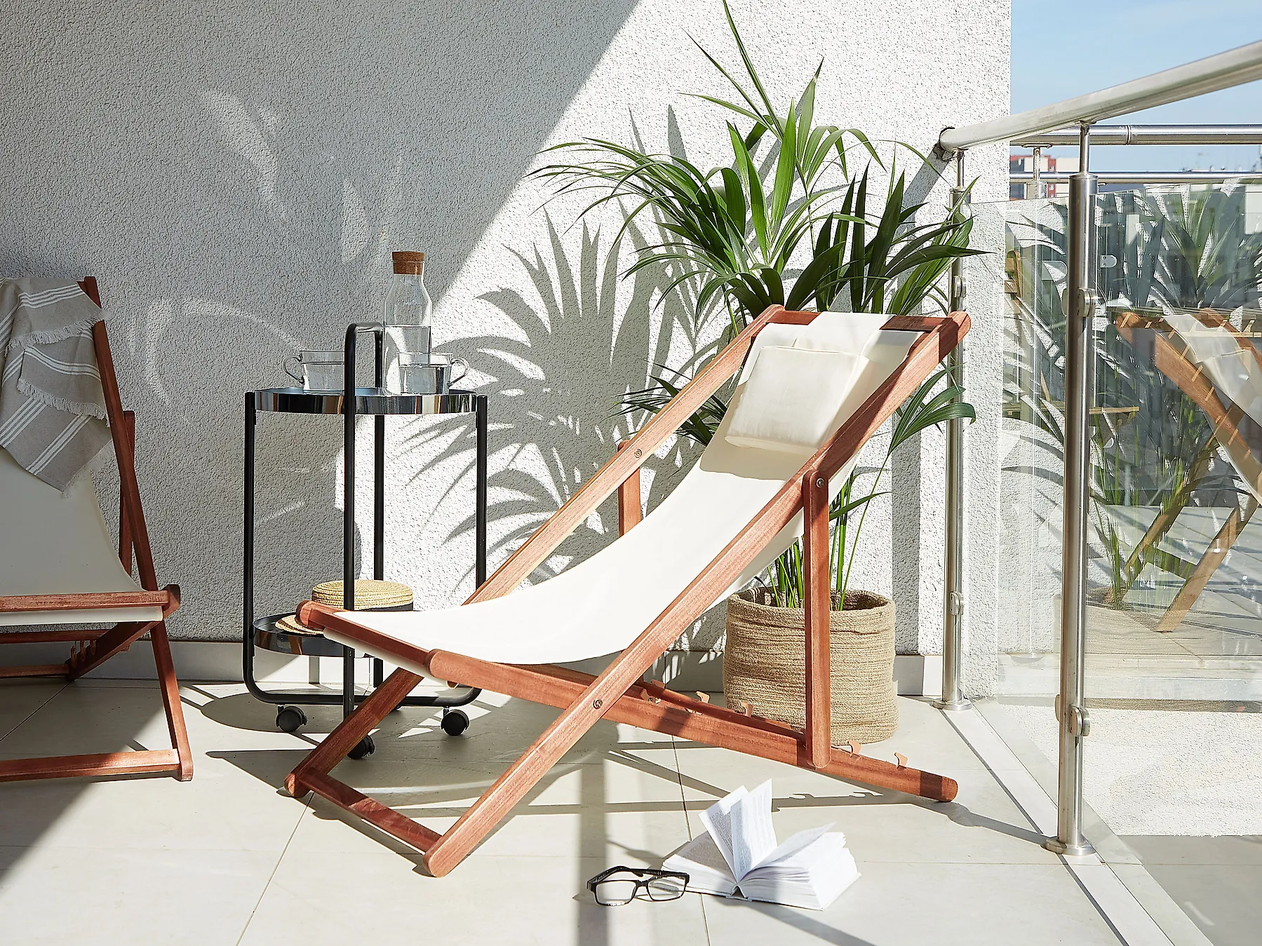 Set of 2 Folding Deck Chairs AVELLINO Acacia Wood Dark Brown_1177635