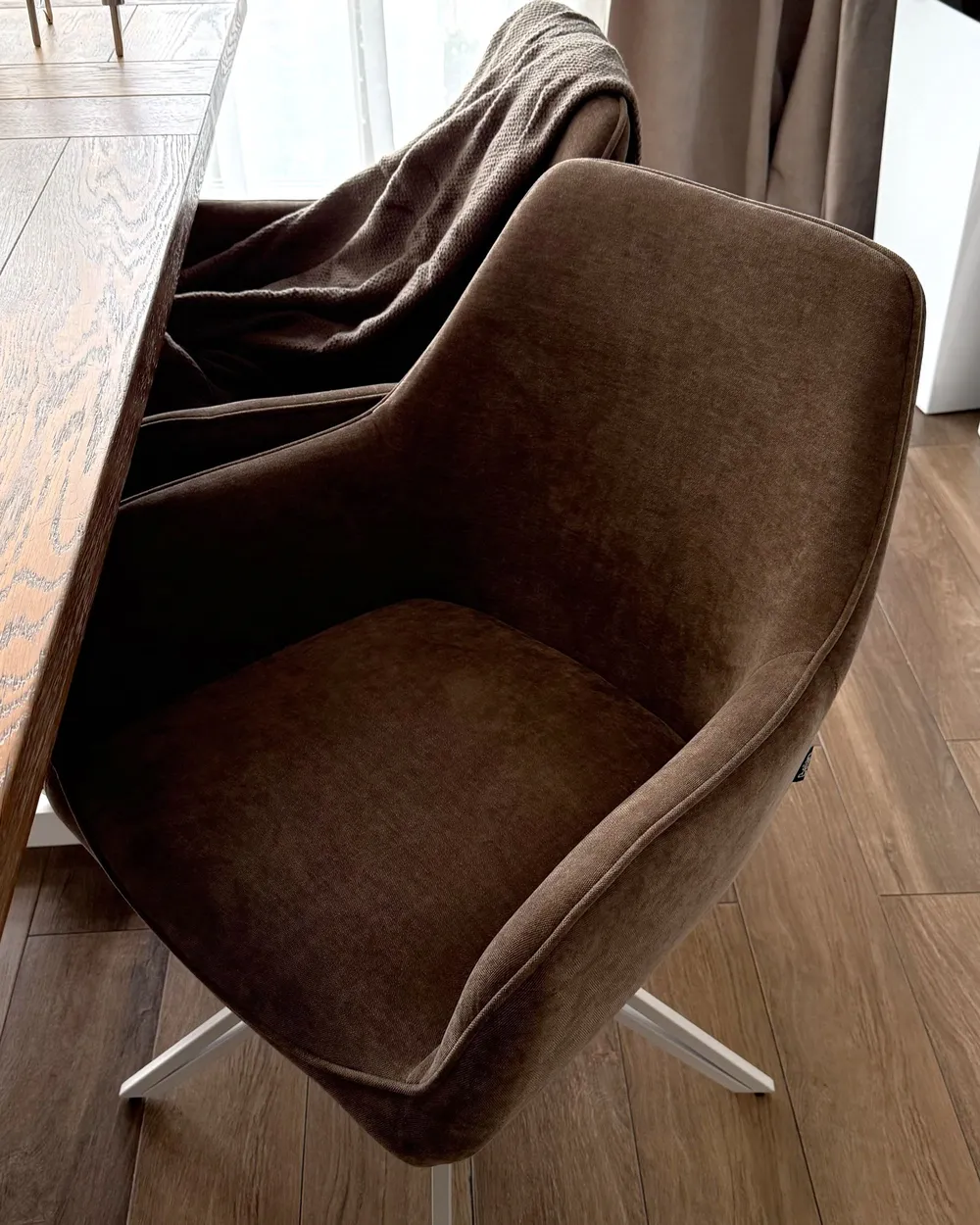 Set of 2 Dining Chairs JODAR Fabric Brown_1161821