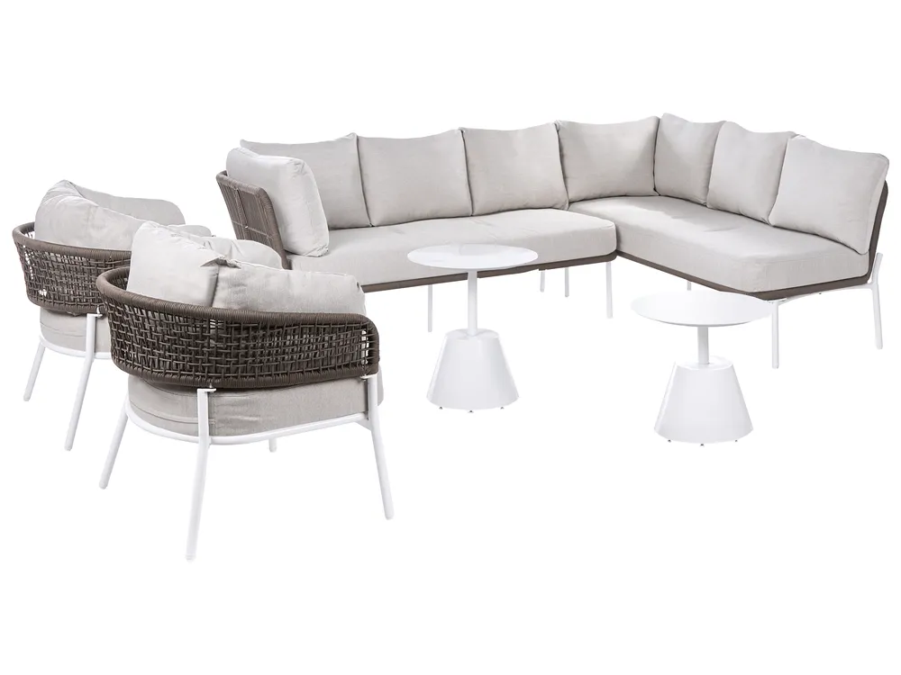 Gartensofa Set 7-Sitzer ROBELLA mit Tischen Beige_1049709