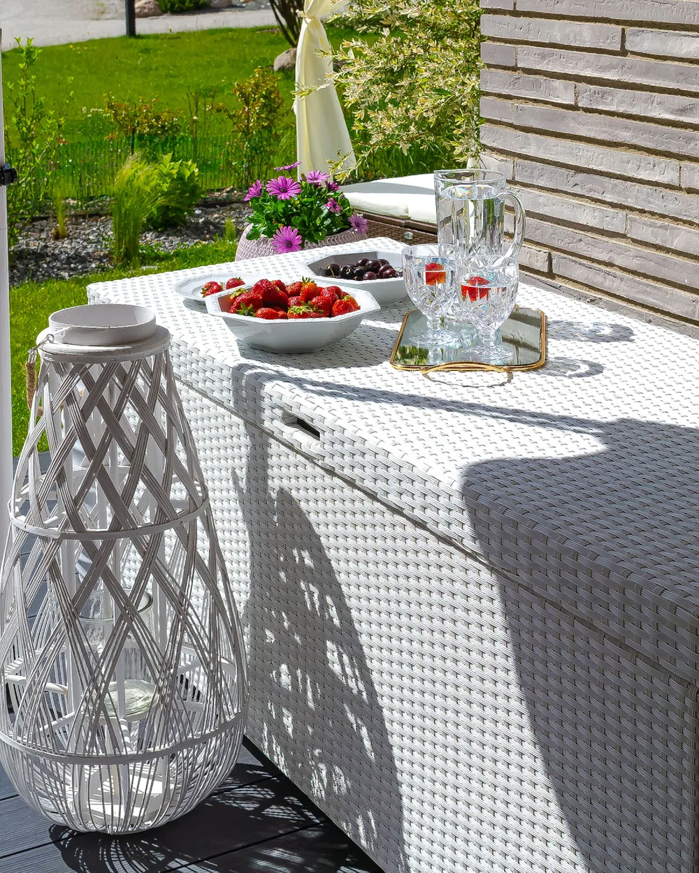 Aufbewahrungsbox MODENA 158 cm 63 cm Polyrattan Weiß_827405