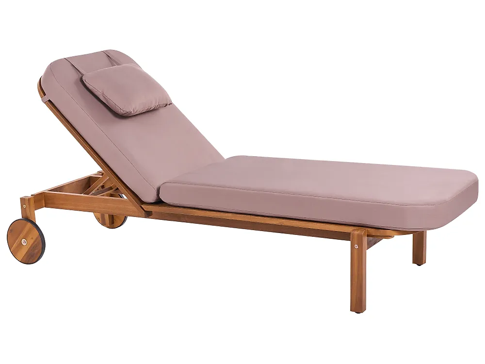 Sonnenliege mit Kissen LATERZA  mit Relaxfunktion zertifiziertes Akazienholz Taupe