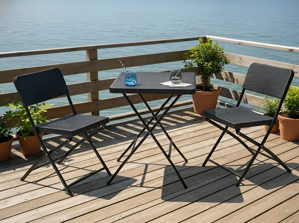 Bistro Set Folding TRAPPETO Black