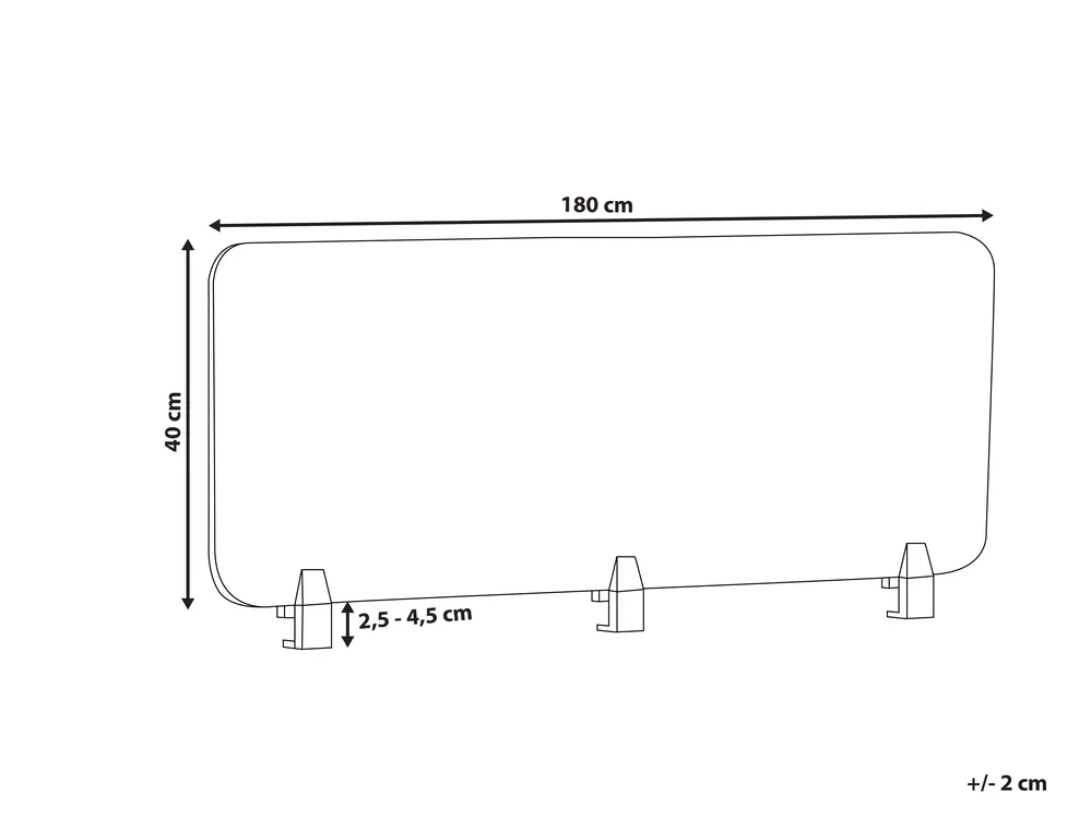Desk Screen WALLY 180 x 40 cm Light Red_853277