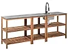 Outdoor-Küche 3er Set mit Spüle BRUCOLI Braun / Schwarz Akazienholz
