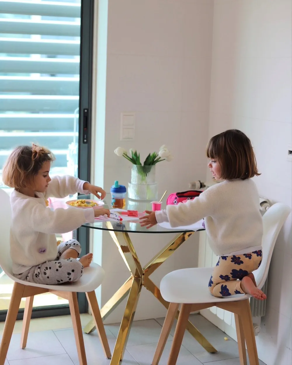 Dining Table SAVONI Gold 90 cm 90 cm Tempered Glass_928809
