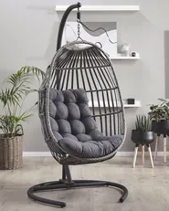 Hängesessel mit Gestell SESIA Polyrattan Dunkelgrau_806042