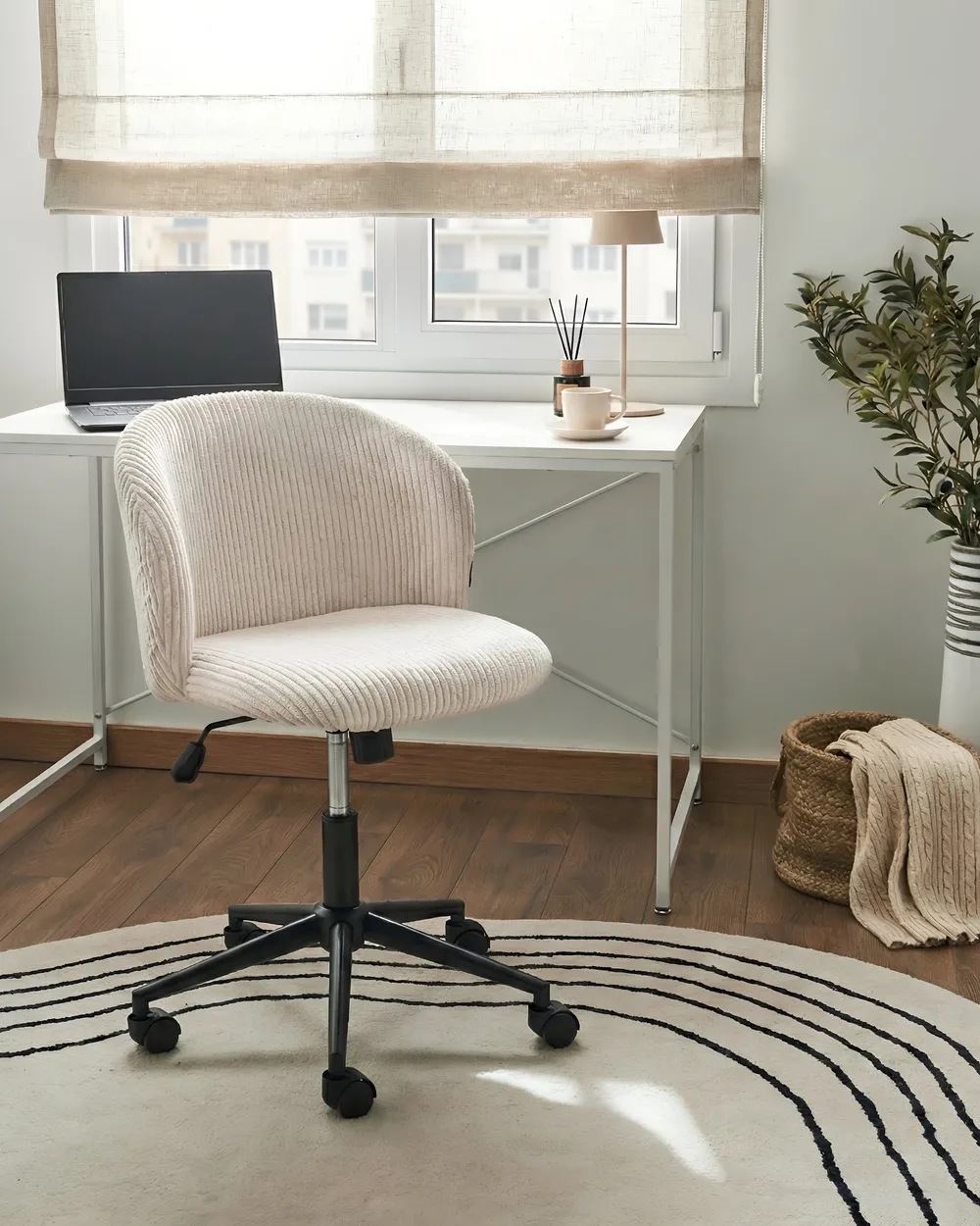 Bürostuhl MILES Cord Cremeweiß