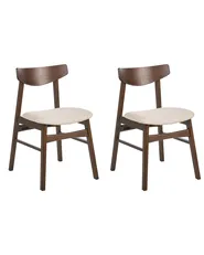 Esszimmerstuhl 2er Set SMILEY Holz Braun / Beige_1068305