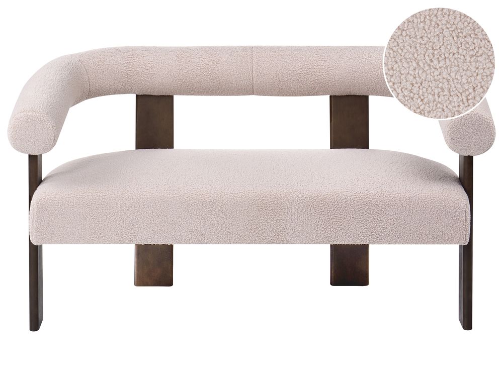 Sofa 2 Seater ILBRO Boucle Dark Brown/ Beige