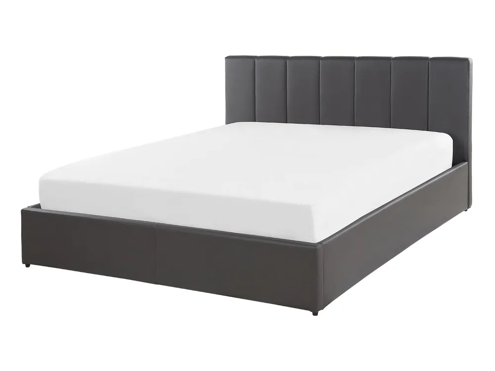 Bett mit Stauraum DREUX Kunstleder Dunkelgrau 140 x 200 cm_793181