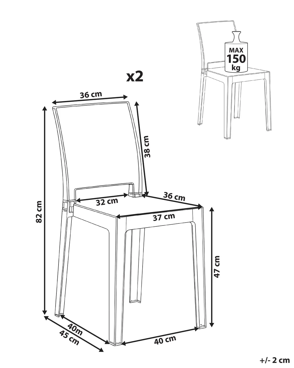 Esszimmerstuhl 2er Set WESTBRIDGE Transparent_1093967