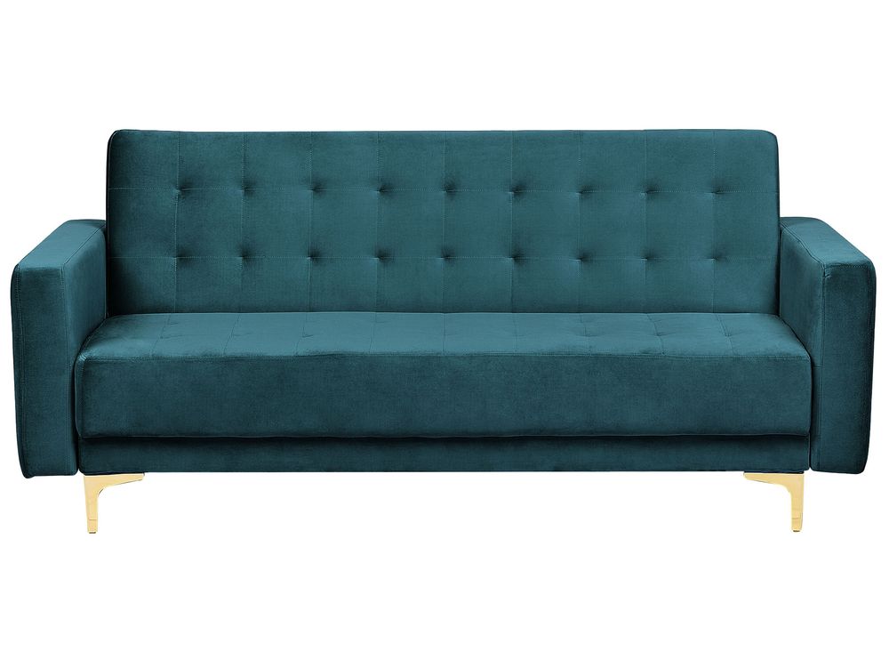 Slaapbank 3-zits ABERDEEN Fluweel Groenblauw