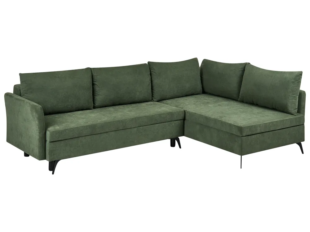 Eckschlafsofa 3-Sitzer KOGE mit Stauraum Stoff Grün linksseitig_1087916