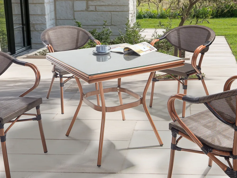 Gartentisch CASPRI II 80 cm 80 cm Glas Grau
