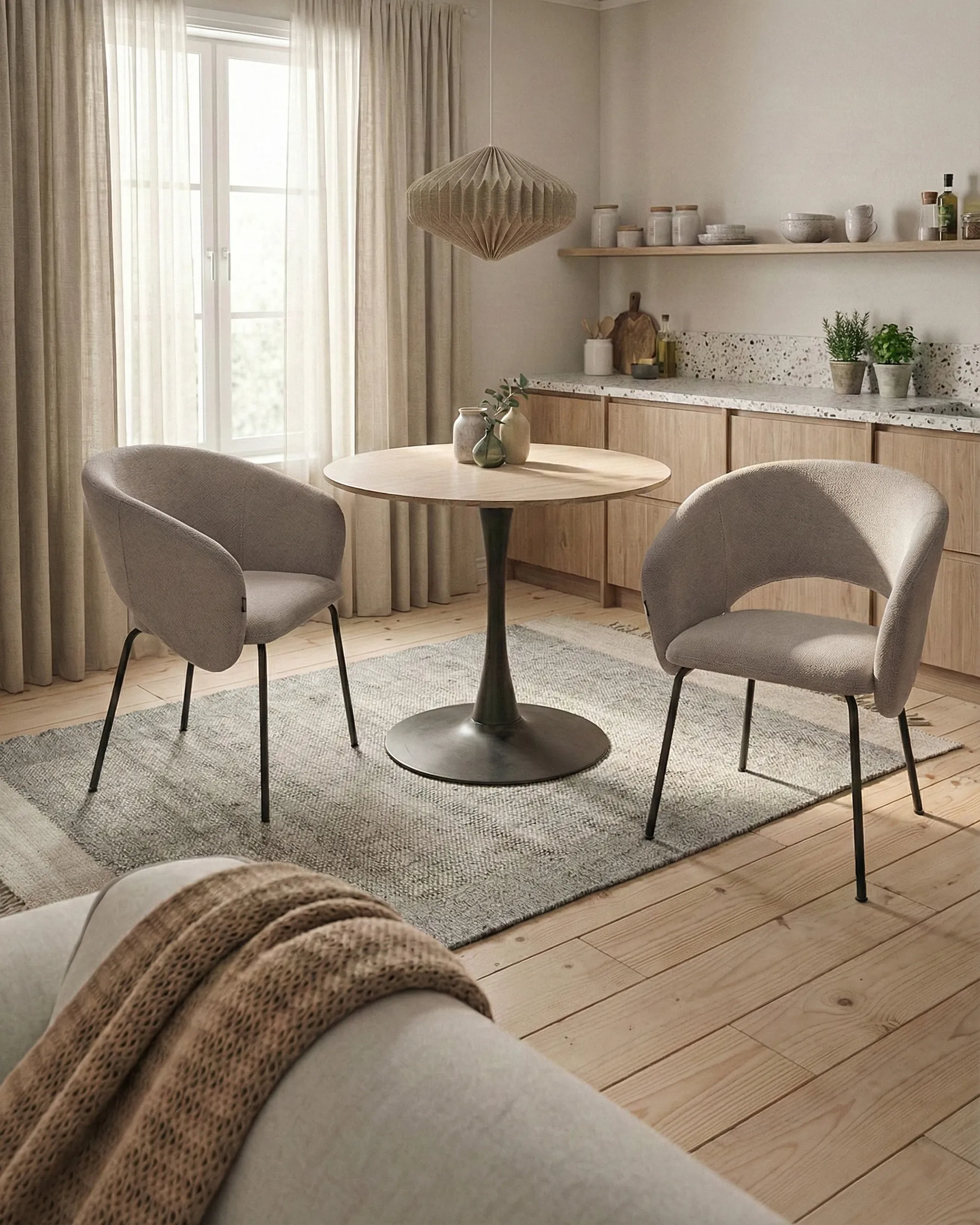 Esszimmerstuhl 2er Set BLAKELY Stoff Taupe_1055389