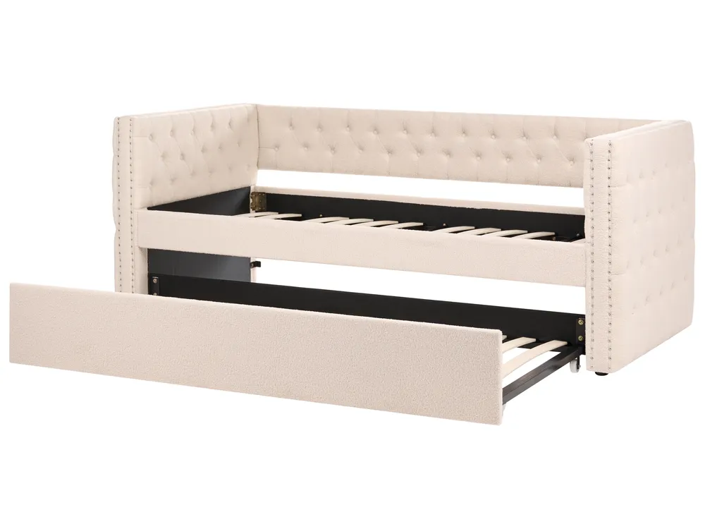 Ausziehbett Bouclé GASSIN 90 x 200 cm Hellbeige_1118929
