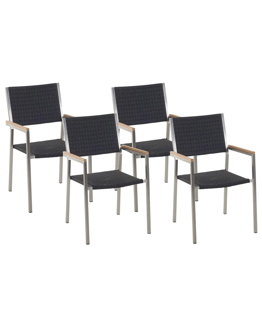 Gartenstuhl 4er Set GROSSETO Polyrattan Schwarz