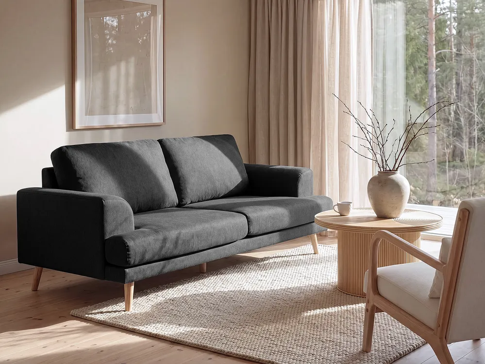 Sofa 3-Sitzer KILDAL Stoff Schwarz
