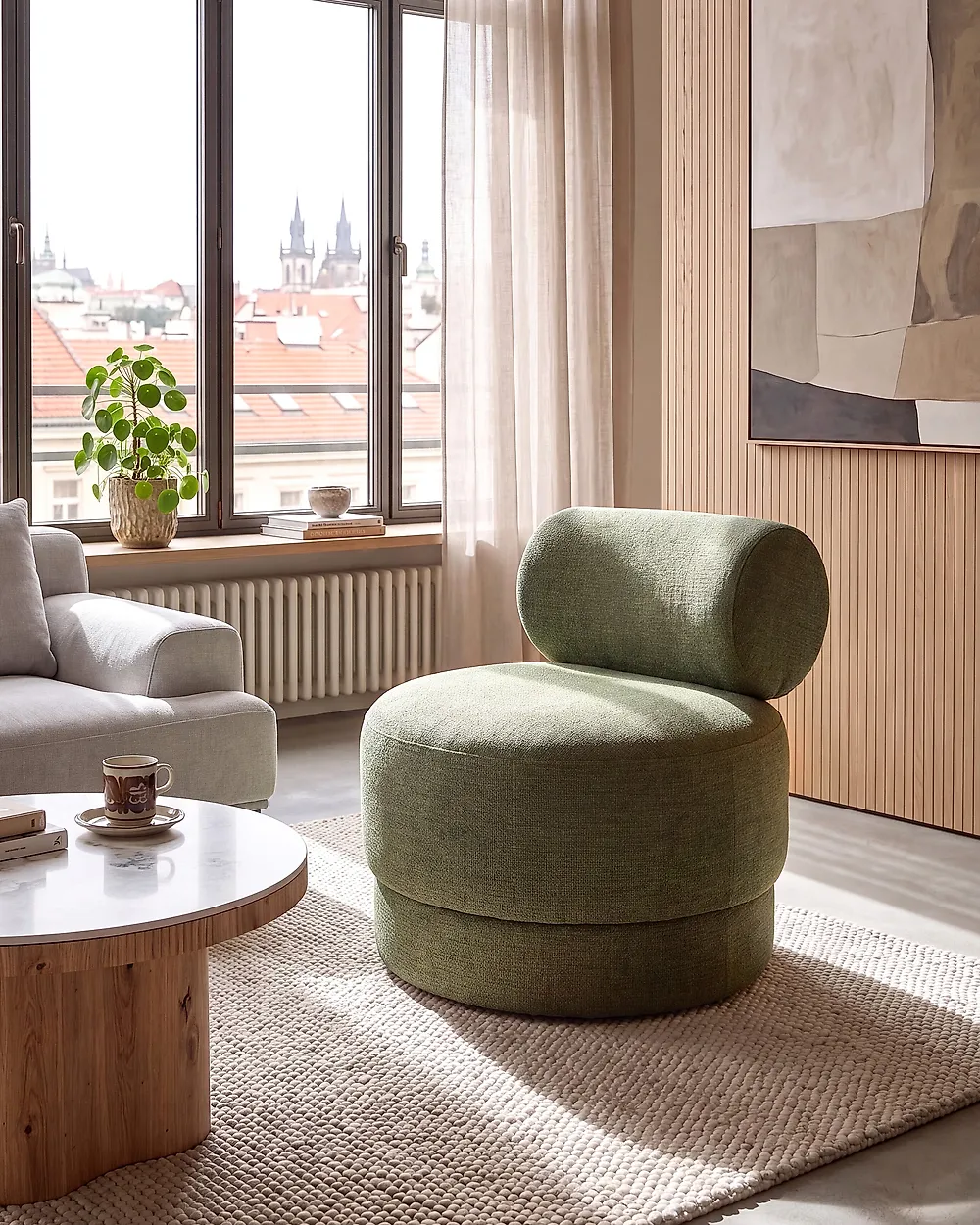 Drehsessel KARVIA  Stoff Grün