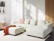 Ecksofa 4-Sitzer LUNGO mit Ottomane Bouclé Weiß linksseitig_1008869
