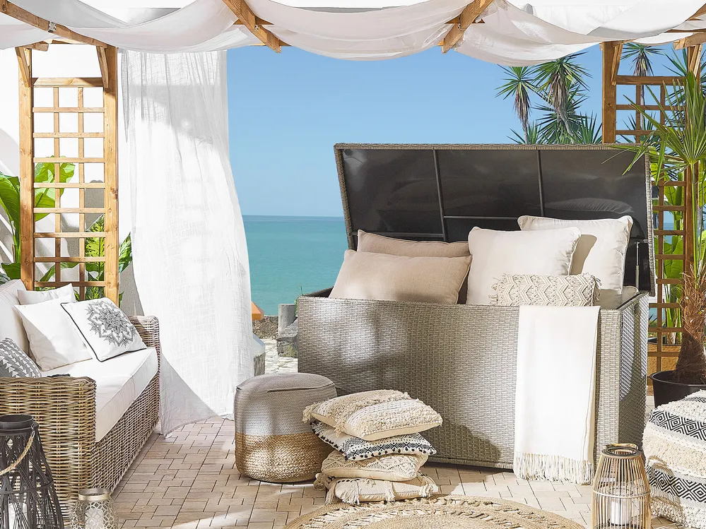 Aufbewahrungsbox MODENA 155 cm 75 cm Polyrattan Taupe