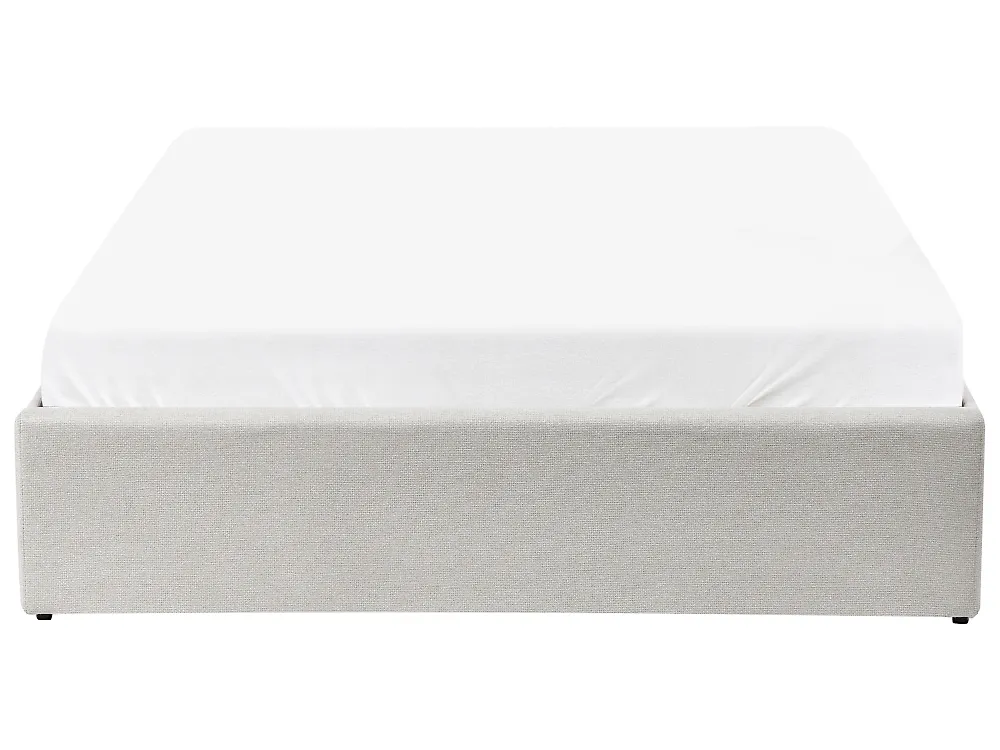 Ottoman Bed without Headboard DINAN Fabric Off-White 120 x 200 cm (EU Small Double)_1187488